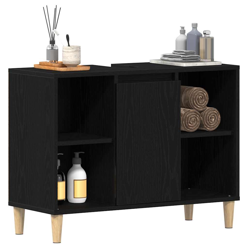 Spoelbakkast 80x33x60 cm bewerkt hout zwart eikenkleurig