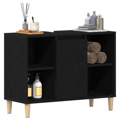 Spoelbakkast 80x33x60 cm bewerkt hout zwart eikenkleurig