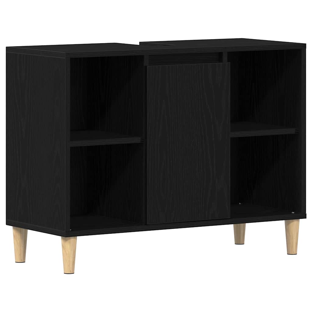 Spoelbakkast 80x33x60 cm bewerkt hout zwart eikenkleurig
