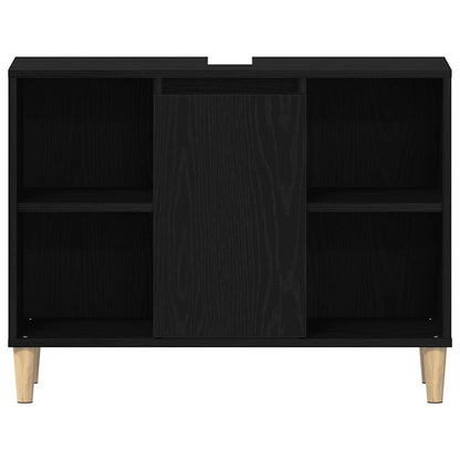 Spoelbakkast 80x33x60 cm bewerkt hout zwart eikenkleurig