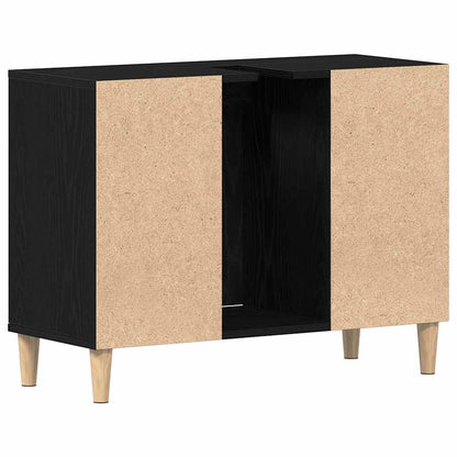 Spoelbakkast 80x33x60 cm bewerkt hout zwart eikenkleurig