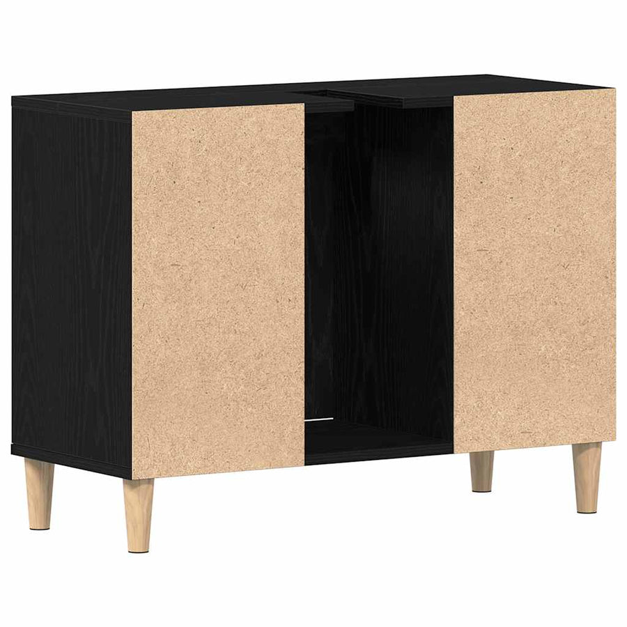 Spoelbakkast 80x33x60 cm bewerkt hout zwart eikenkleurig