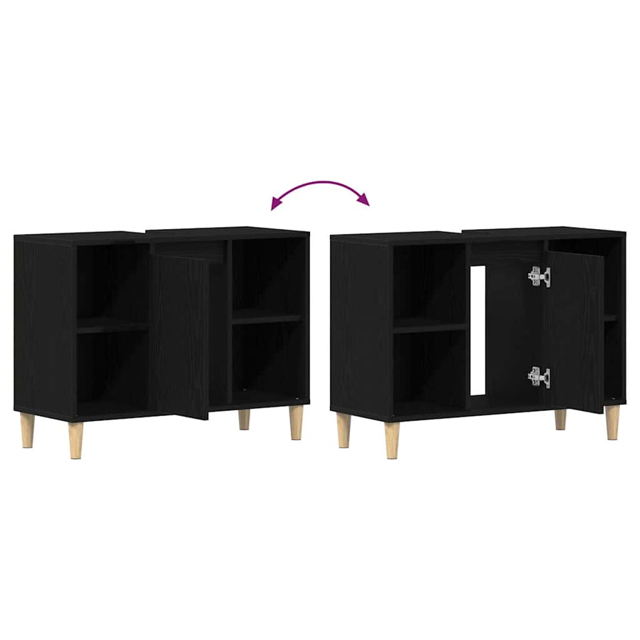 Spoelbakkast 80x33x60 cm bewerkt hout zwart eikenkleurig
