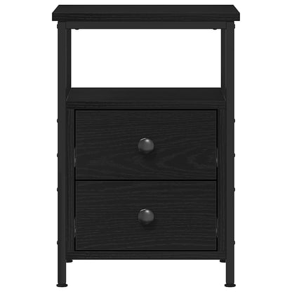 Nachtkastje 34x35,5x50 cm bewerkt hout zwart eikenkleur