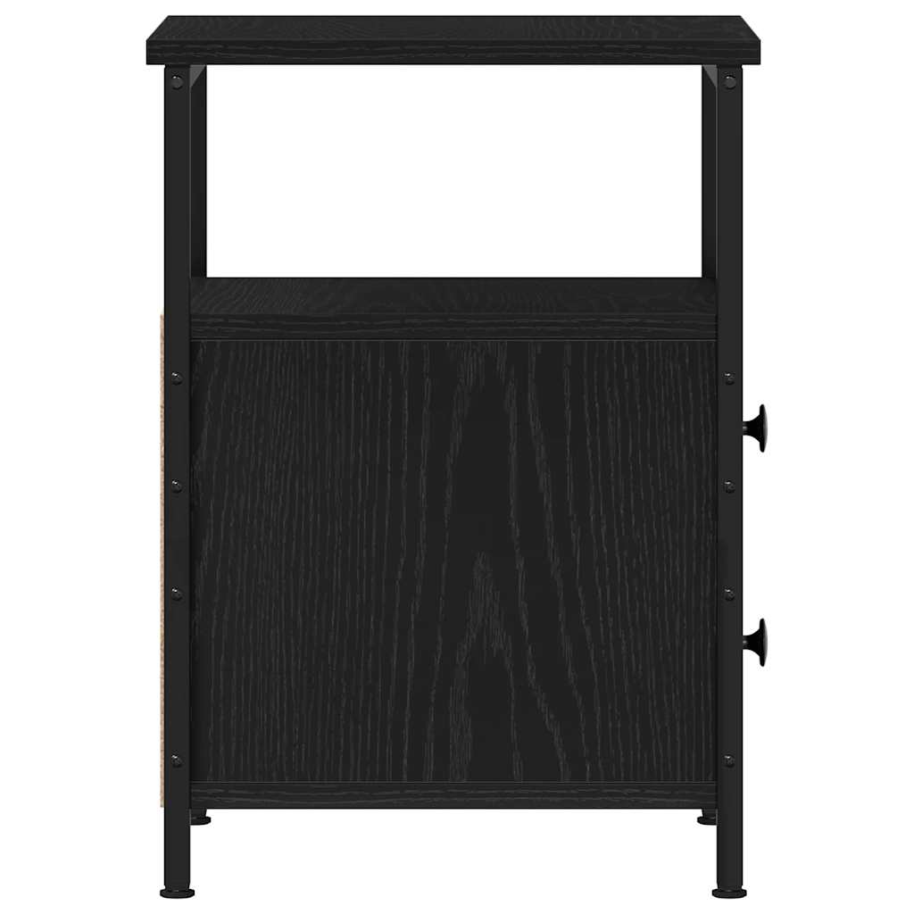 Nachtkastje 34x35,5x50 cm bewerkt hout zwart eikenkleur