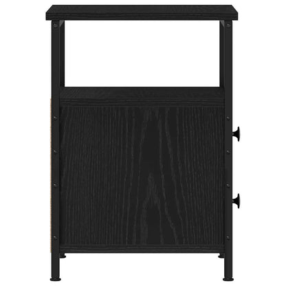 Nachtkastje 34x35,5x50 cm bewerkt hout zwart eikenkleur