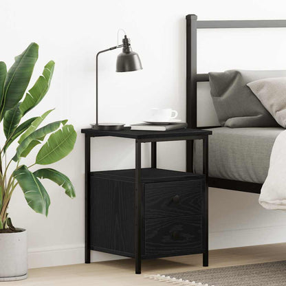 Nachtkastje 34x35,5x50 cm bewerkt hout zwart eikenkleur