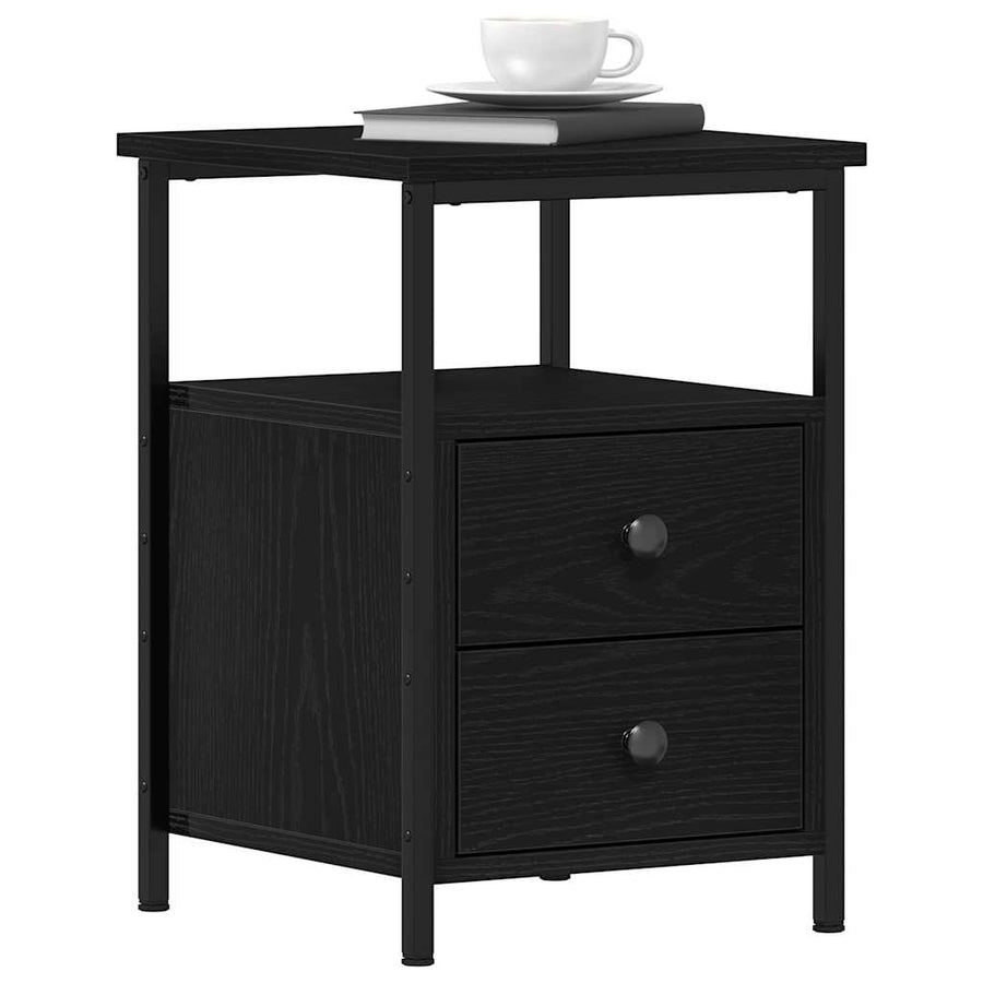 Nachtkastjes 2 st 34x35,5x50 cm bewerkt hout zwart eikenkleurig
