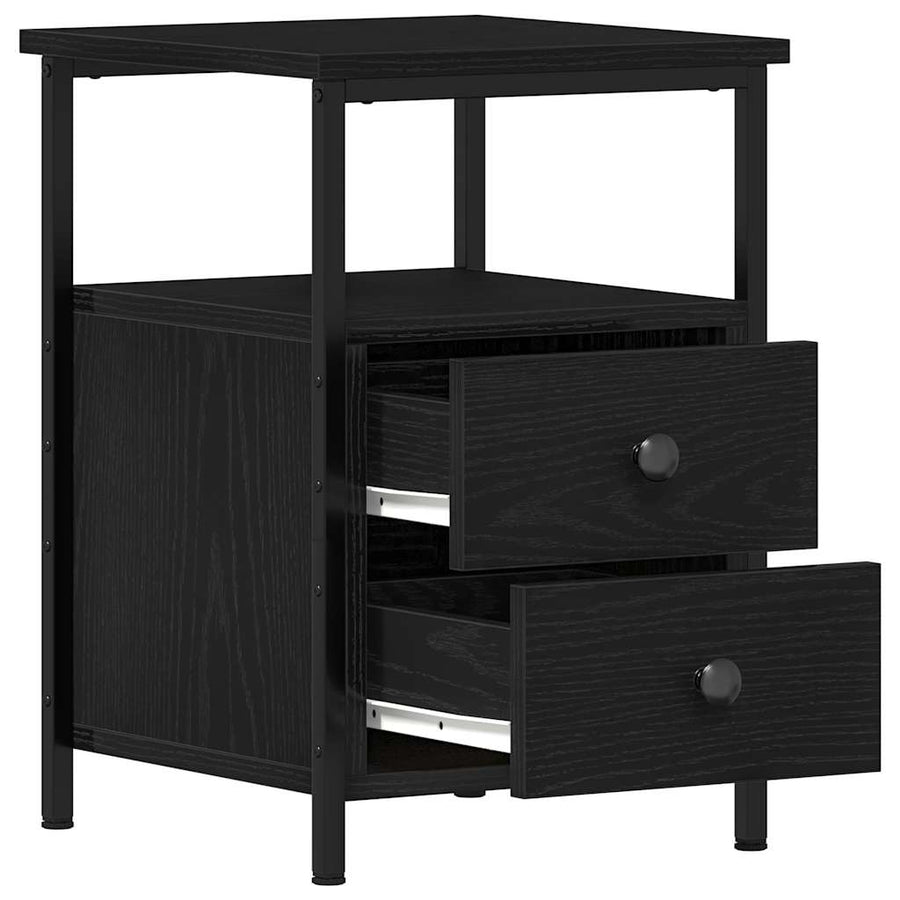 Nachtkastjes 2 st 34x35,5x50 cm bewerkt hout zwart eikenkleurig