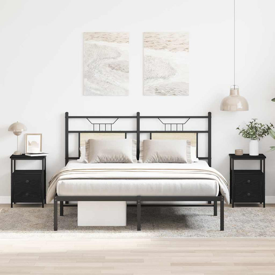 Nachtkastjes 2 st 34x35,5x50 cm bewerkt hout zwart eikenkleurig