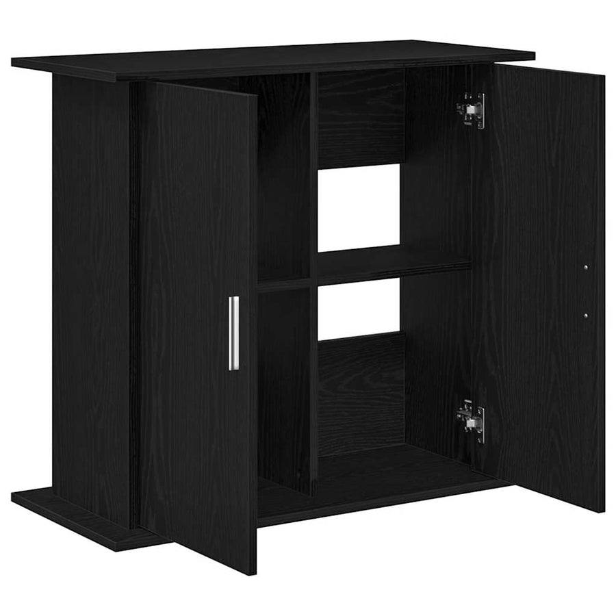 Aquariumstandaard Zwart Eiken 81x36x73 cm Bewerkt Hout