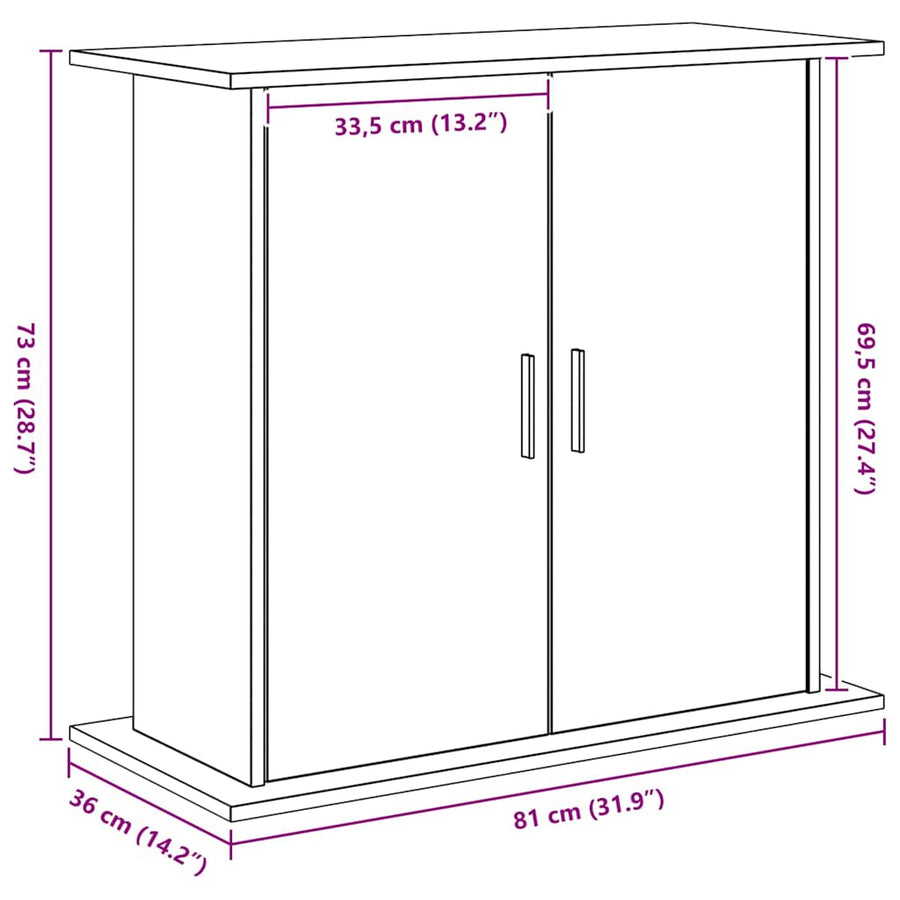 Aquariumstandaard Zwart Eiken 81x36x73 cm Bewerkt Hout