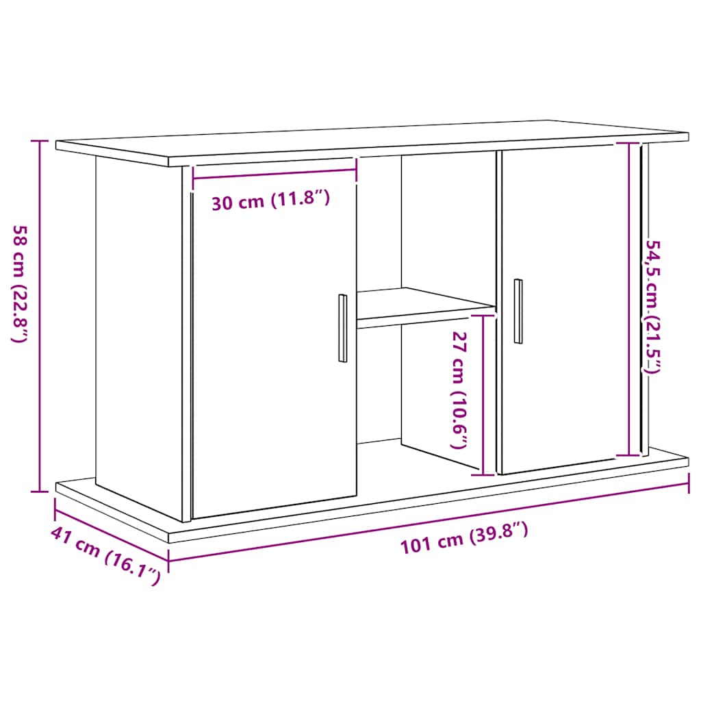 Aquariumstandaard Zwart Eiken 101x41x58 cm Bewerkt Hout