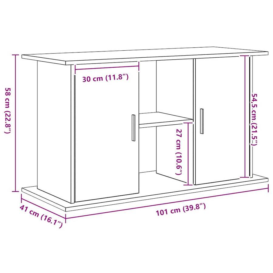 Aquariumstandaard Zwart Eiken 101x41x58 cm Bewerkt Hout