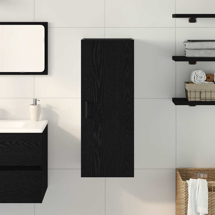 Wandkast 34,5x34x90 cm bewerkt hout zwart eikenkleurig