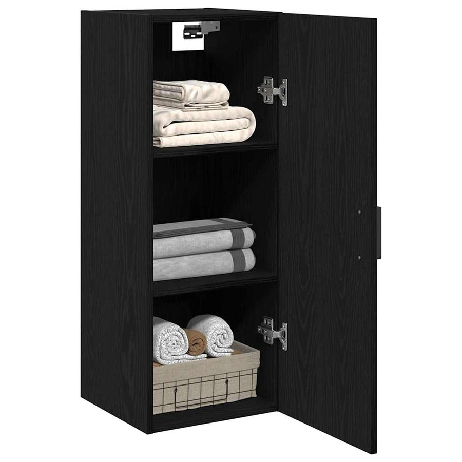 Wandkast 34,5x34x90 cm bewerkt hout zwart eikenkleurig
