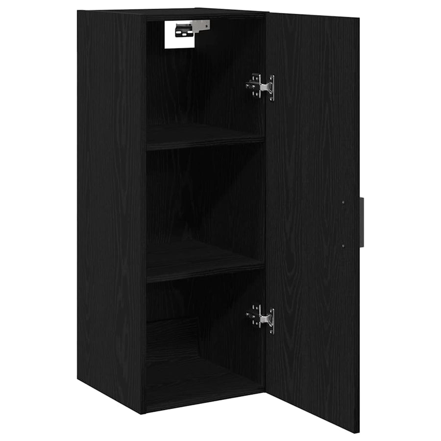 Wandkast 34,5x34x90 cm bewerkt hout zwart eikenkleurig