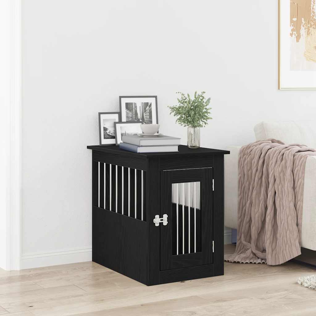 Hondenbenchmeubel 62x45x59 cm bewerkt hout zwart eikenkleurig