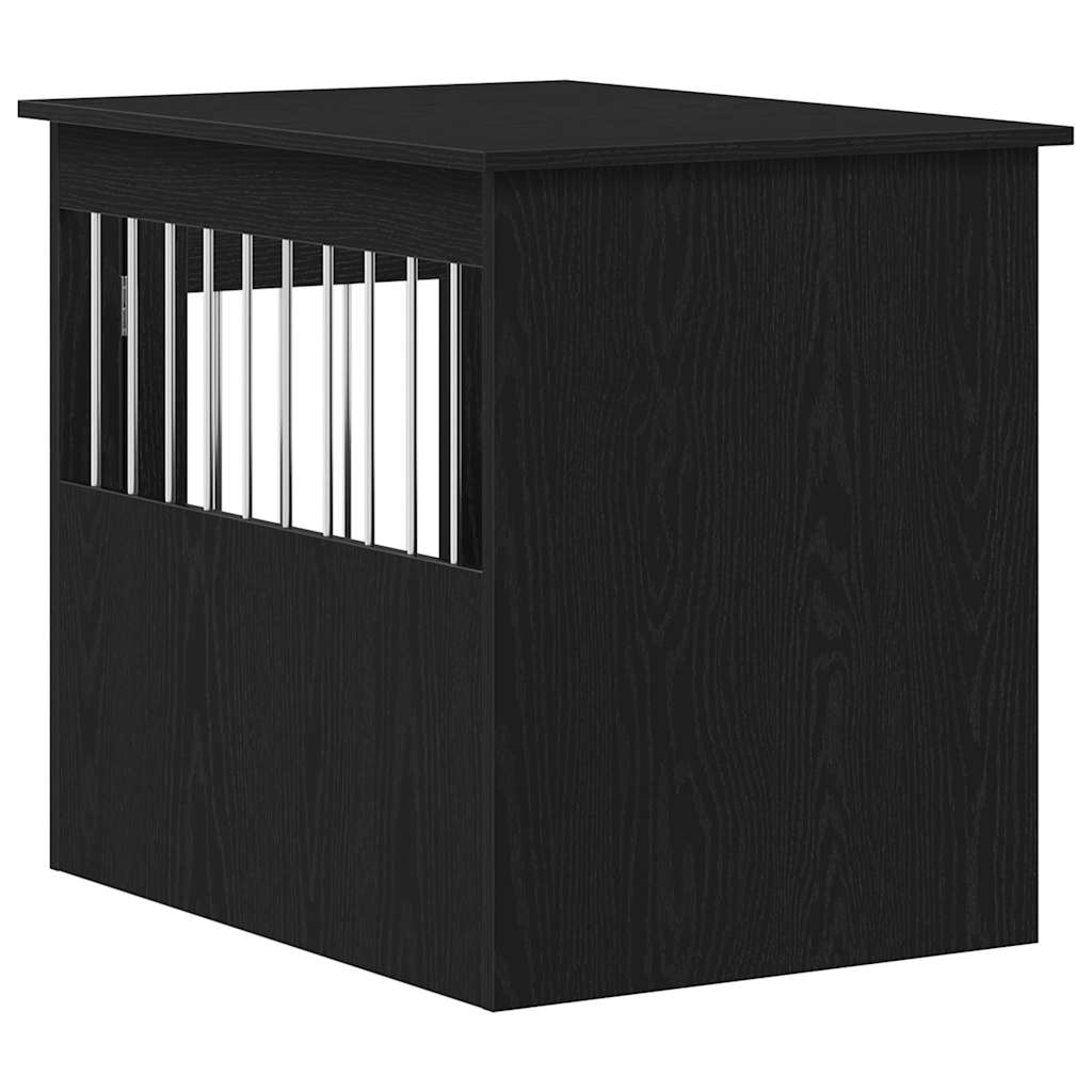 Hondenbenchmeubel 75x55x65 cm bewerkt hout zwart eikenkleurig
