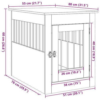 Hondenbenchmeubel 80x55x68 cm bewerkt hout zwart eikenkleurig