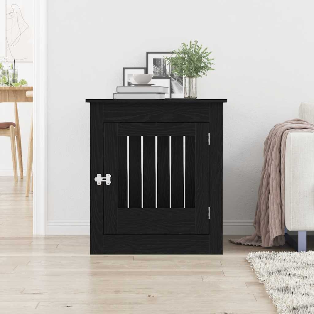 Hondenbenchmeubel 80x64,5x71 cm bewerkt hout zwart eikenkleurig