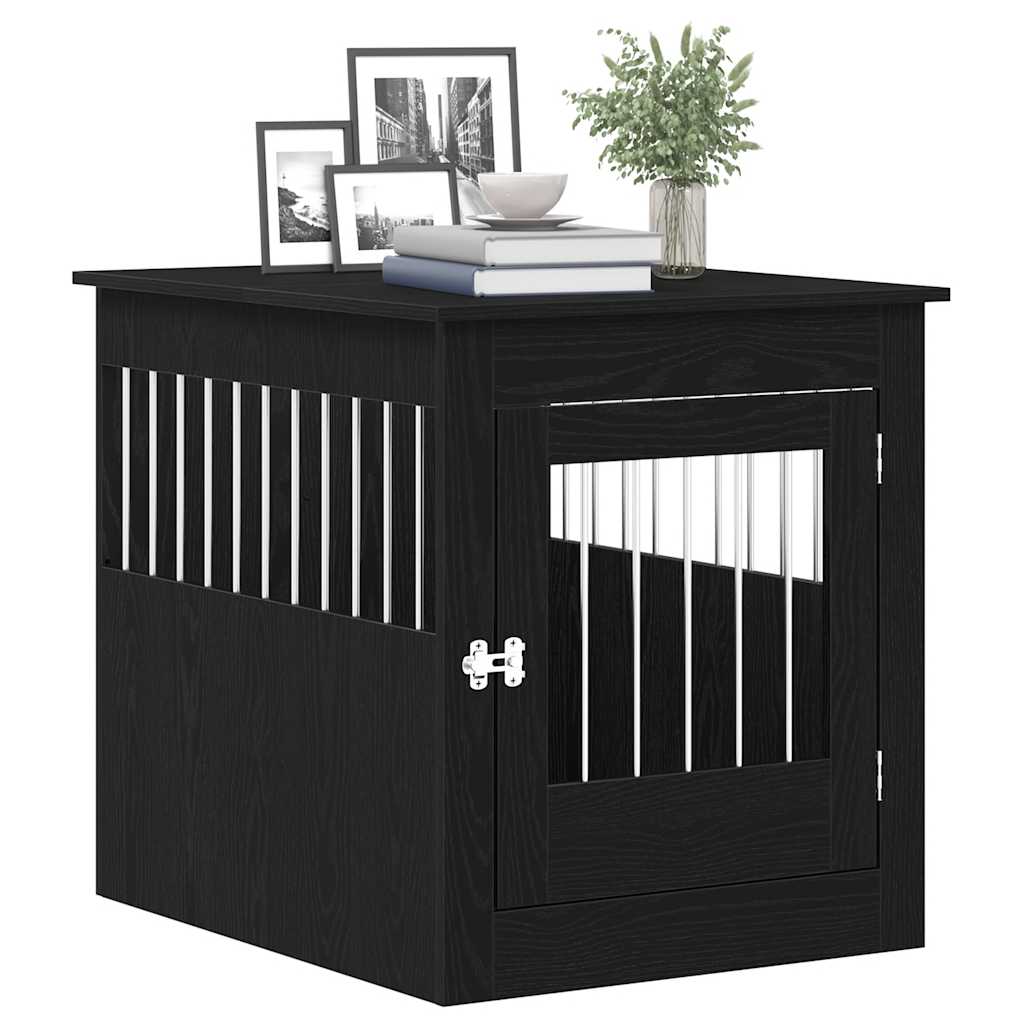 Hondenbenchmeubel 80x64,5x71 cm bewerkt hout zwart eikenkleurig