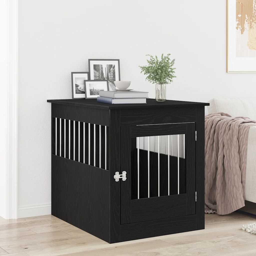 Hondenbenchmeubel 80x64,5x71 cm bewerkt hout zwart eikenkleurig