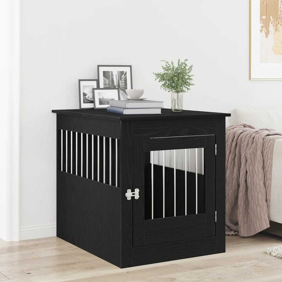 Hondenbenchmeubel 80x64,5x71 cm bewerkt hout zwart eikenkleurig