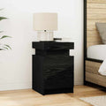 Bedside Table with Drawer Black Oak 35 x 39 x 55 cm Engineered Wood
