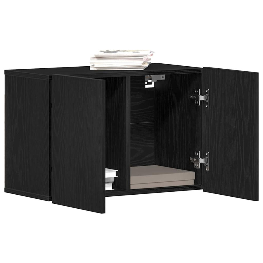 Tv-meubel 60x30x41 cm bewerkt hout zwart eikenkleurig
