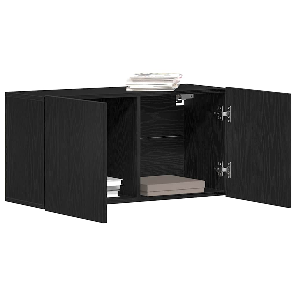 Tv-meubel 80x30x41 cm bewerkt hout zwart eikenkleurig