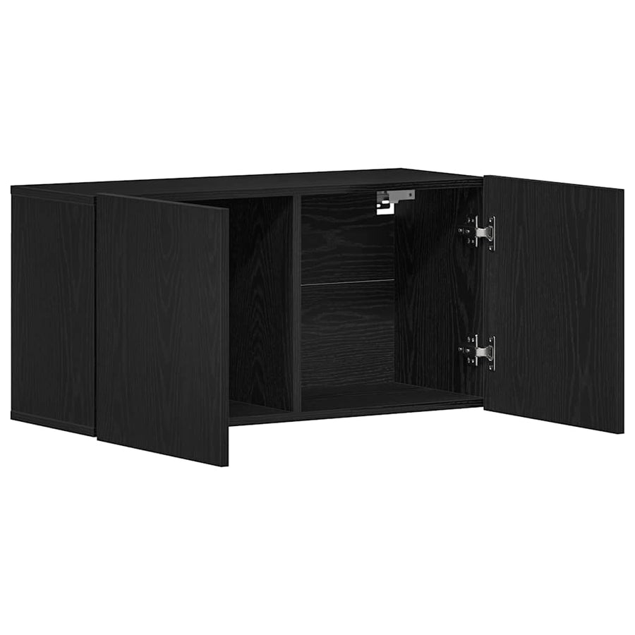 Tv-meubel 80x30x41 cm bewerkt hout zwart eikenkleurig