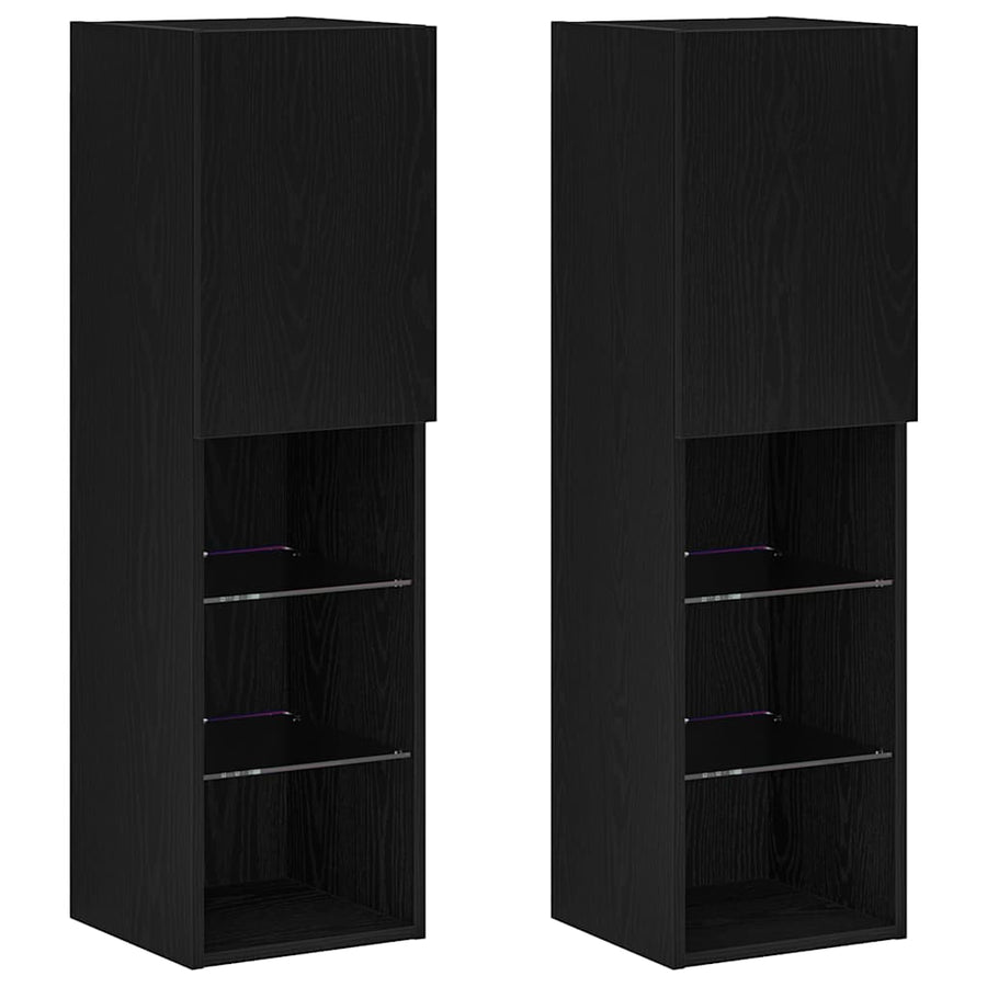 Tv-meubelset 2 pcs Zwart Eiken 30,5 x 30 x 102 cm Bewerkt hout
