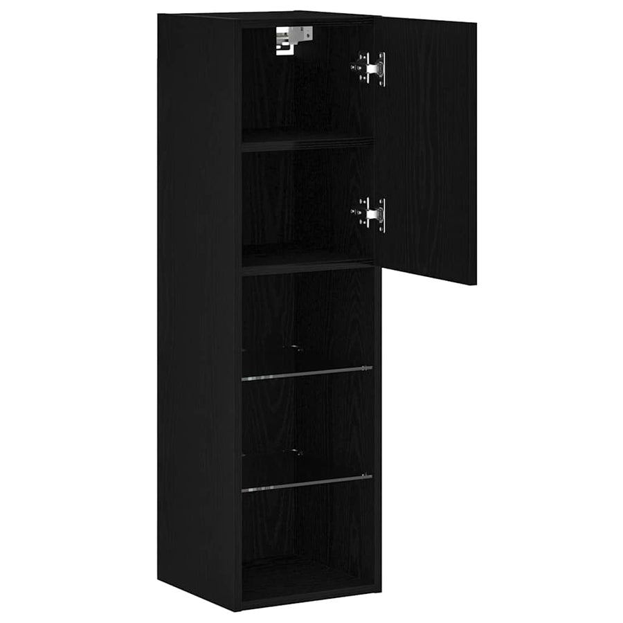 Tv-meubelset 2 pcs Zwart Eiken 30,5 x 30 x 102 cm Bewerkt hout