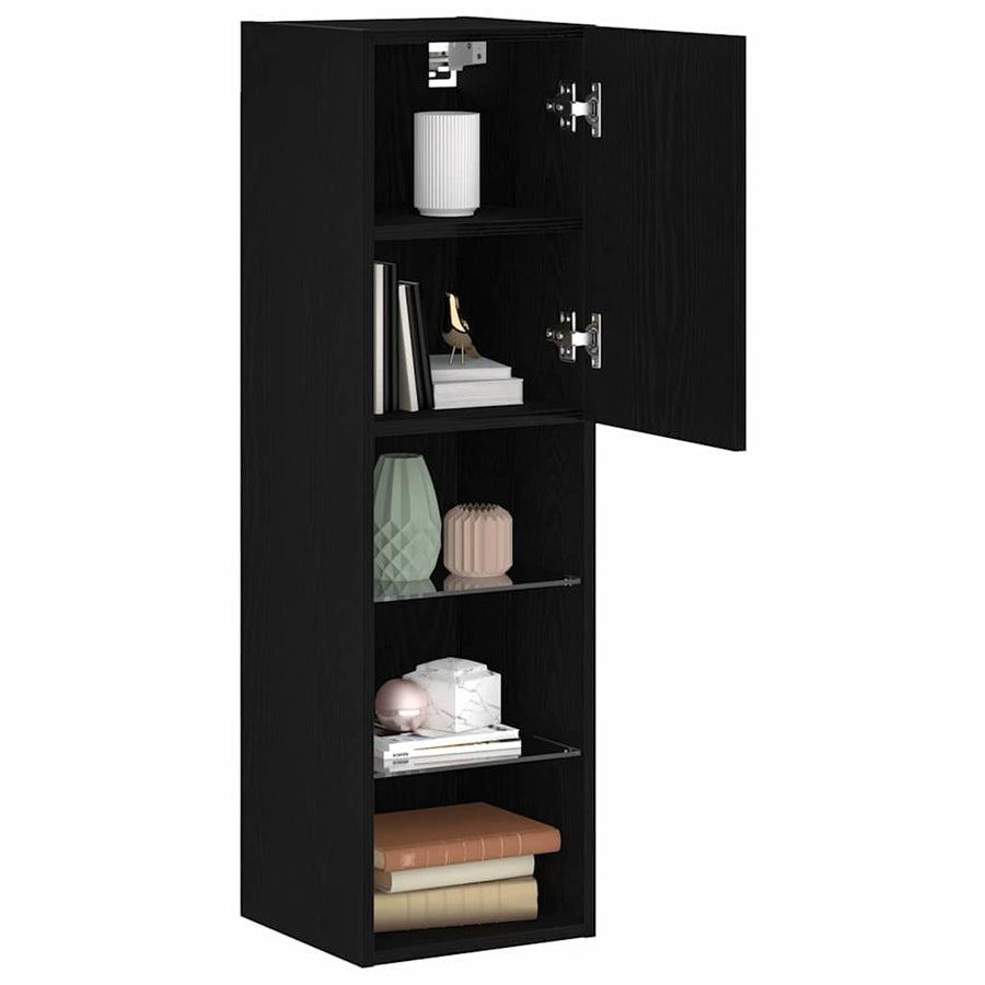 Tv-meubelset 2 pcs Zwart Eiken 30,5 x 30 x 102 cm Bewerkt hout