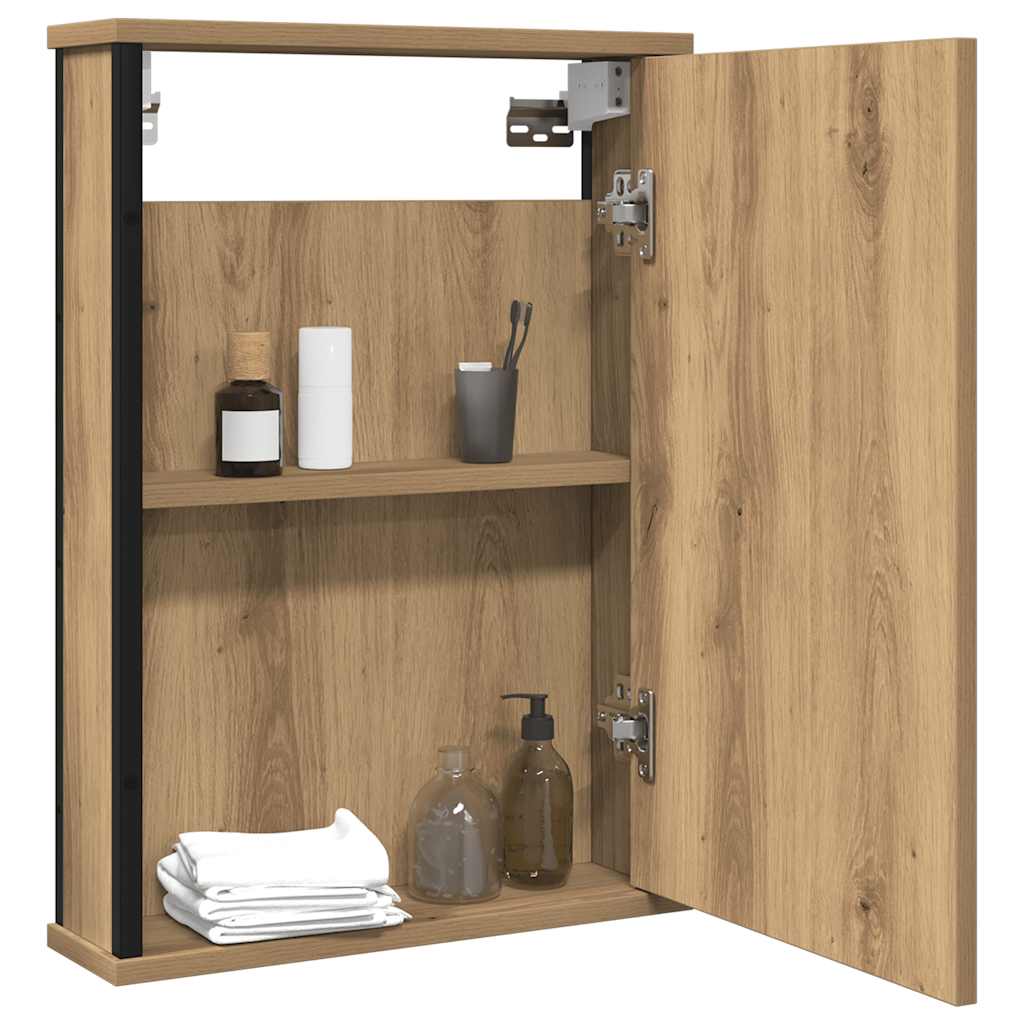 Badkamerspiegelkast 42x12x60 cm bewerkt hout artisanaal