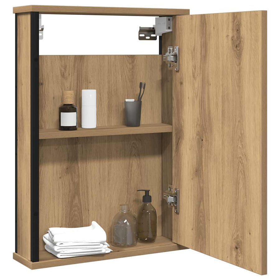 Badkamerspiegelkast 42x12x60 cm bewerkt hout artisanaal