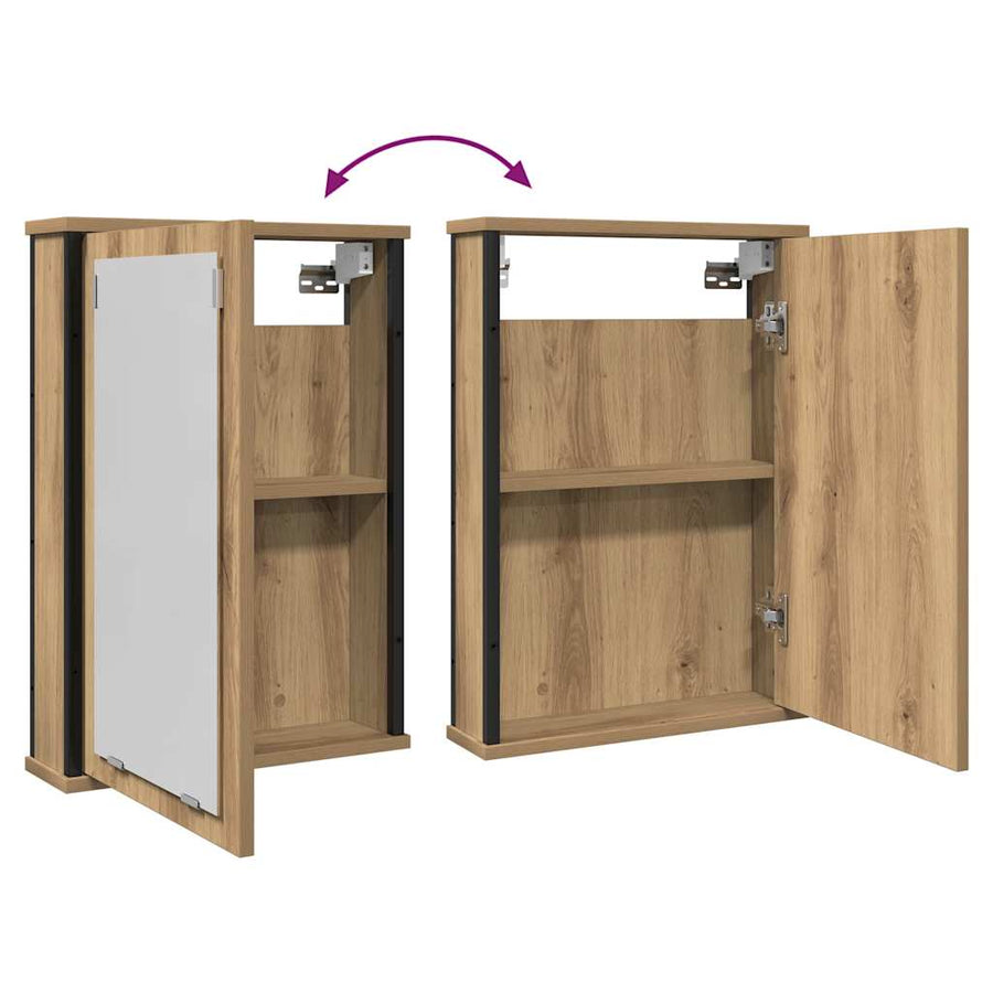 Badkamerspiegelkast 42x12x60 cm bewerkt hout artisanaal