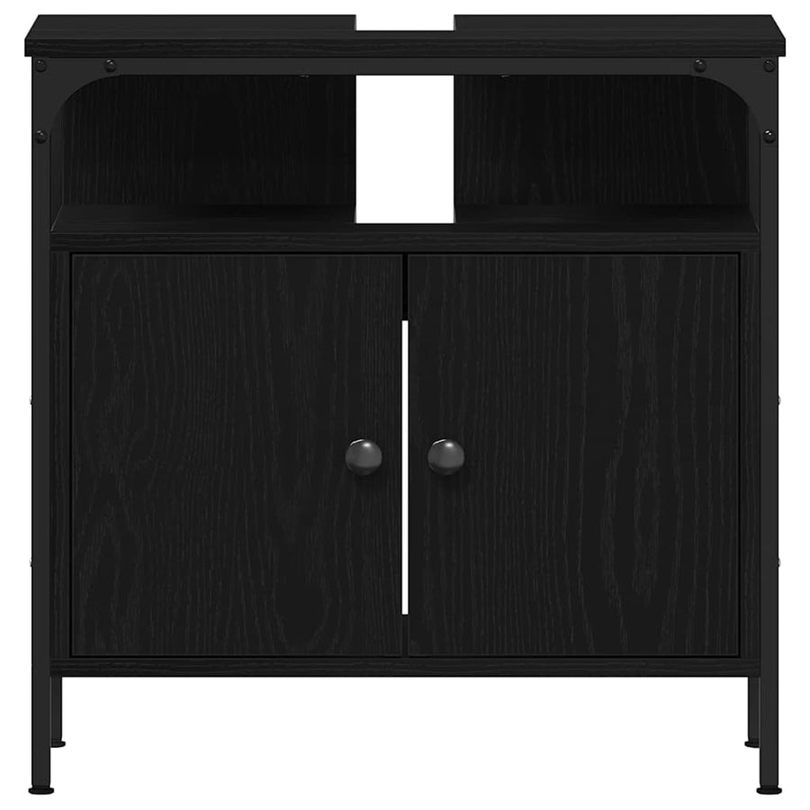 Wastafelkast 60x30x60 cm spaanplaat zwart eikenkleurig