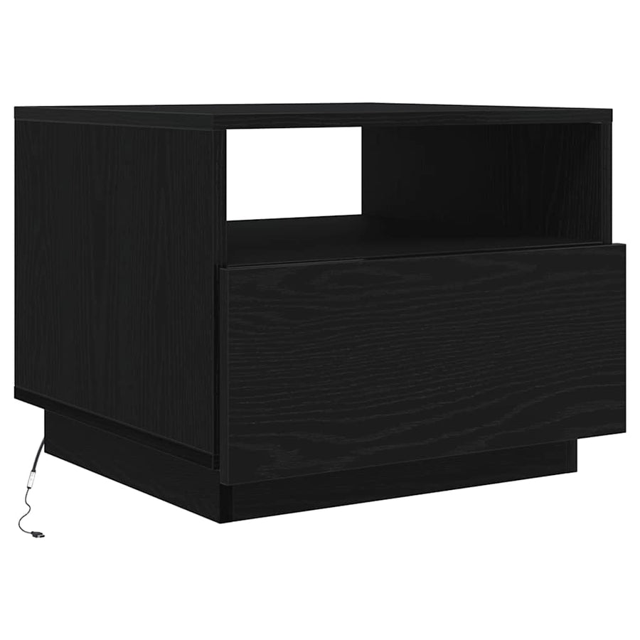 Salontafel met LED-verlichting 50x49x40 cm zwart eiken