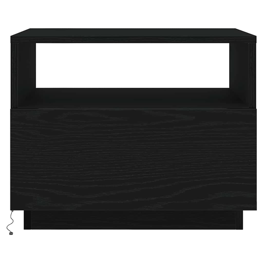 Salontafel met LED-verlichting 50x49x40 cm zwart eiken