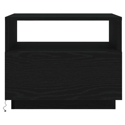 Salontafel met LED-verlichting 50x49x40 cm zwart eiken