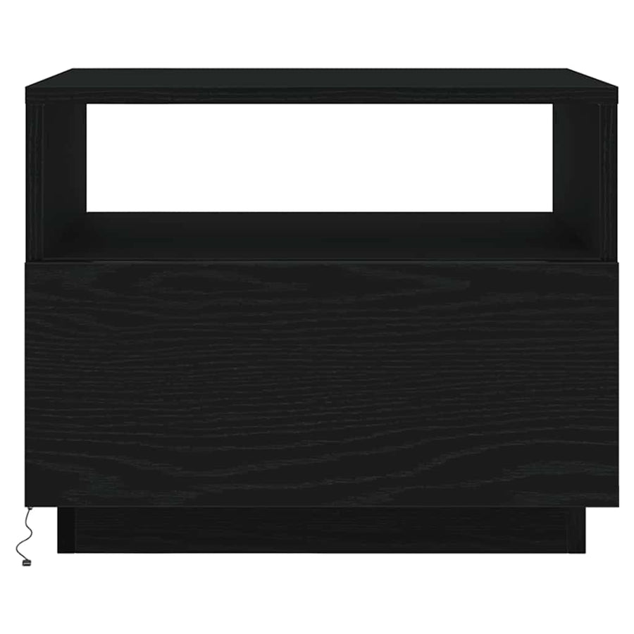 Salontafel met LED-verlichting 50x49x40 cm zwart eiken