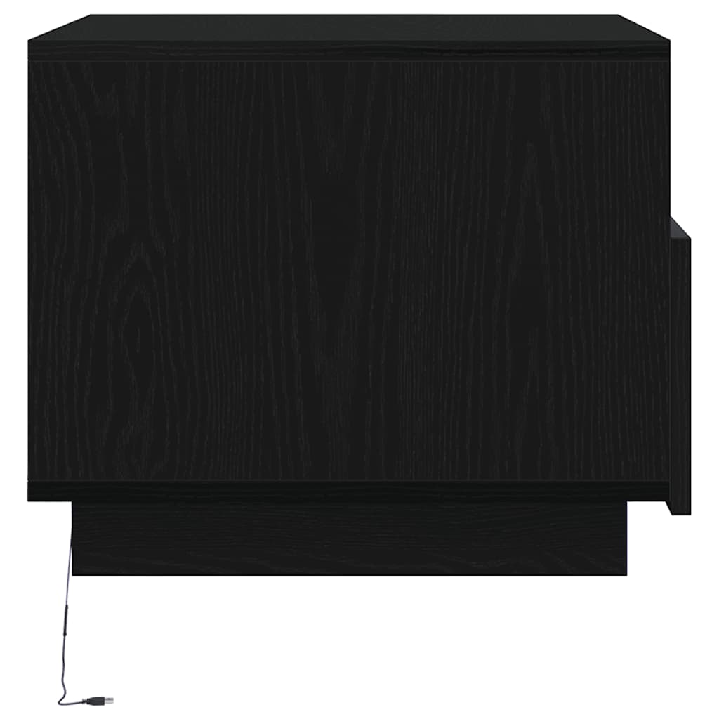 Salontafel met LED-verlichting 50x49x40 cm zwart eiken