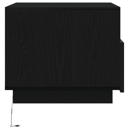 Salontafel met LED-verlichting 50x49x40 cm zwart eiken