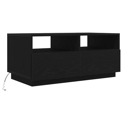 Salontafel met LED-verlichting 90x49x40 cm zwart eiken