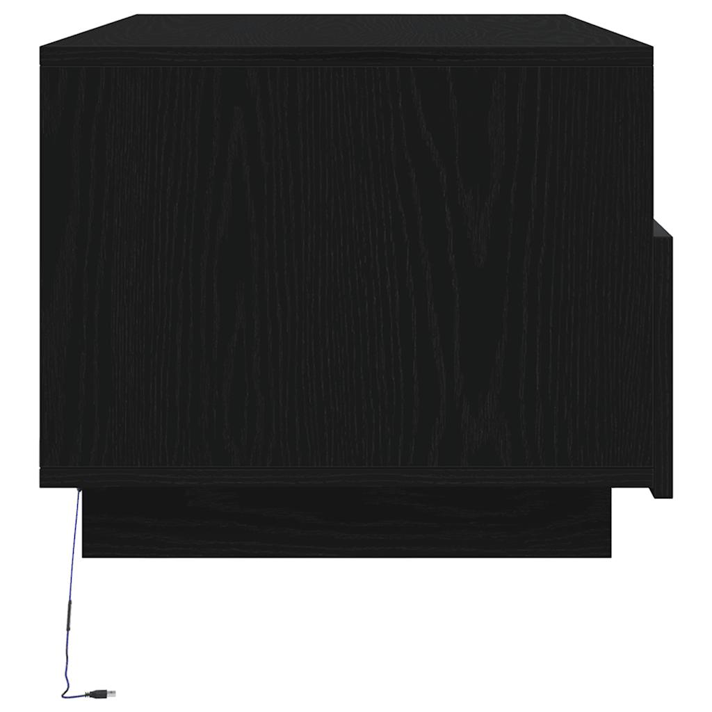 Salontafel met LED-verlichting 90x49x40 cm zwart eiken