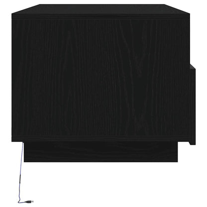 Salontafel met LED-verlichting 90x49x40 cm zwart eiken