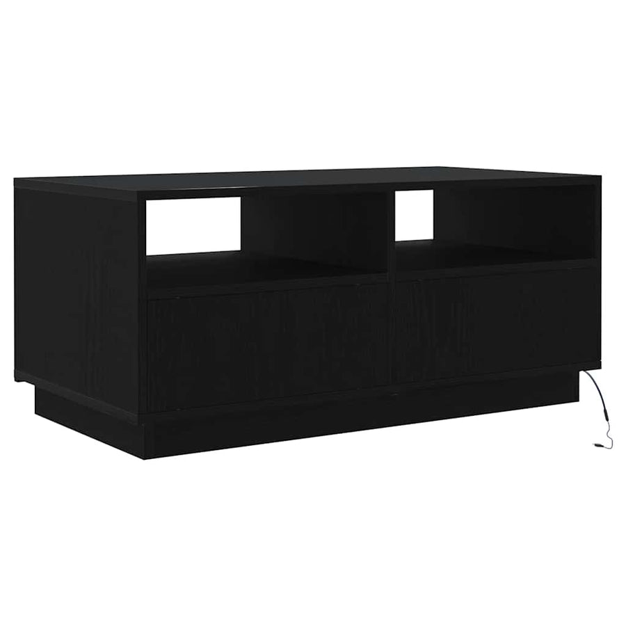Salontafel met LED-verlichting 90x49x40 cm zwart eiken