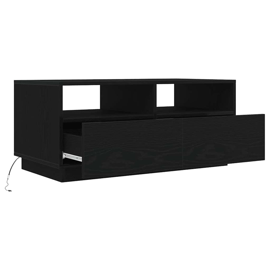 Salontafel met LED-verlichting 90x49x40 cm zwart eiken